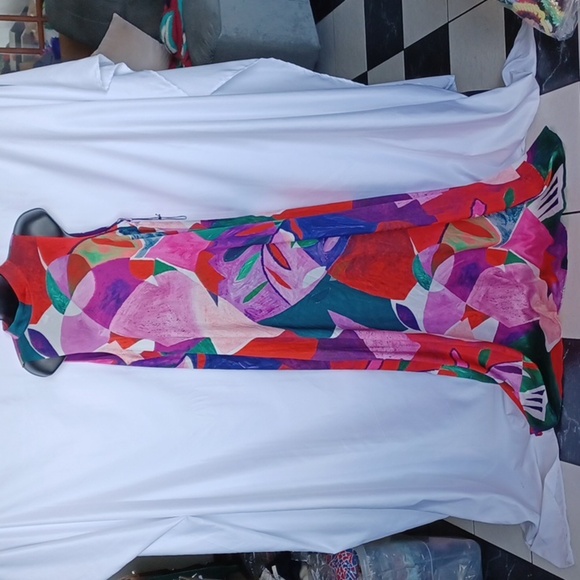 NICOLE MILLER NY Abstract Print Matte Charmuse Maxi Dress Sz M, 19" ptp, 56" lg - Picture 1 of 11